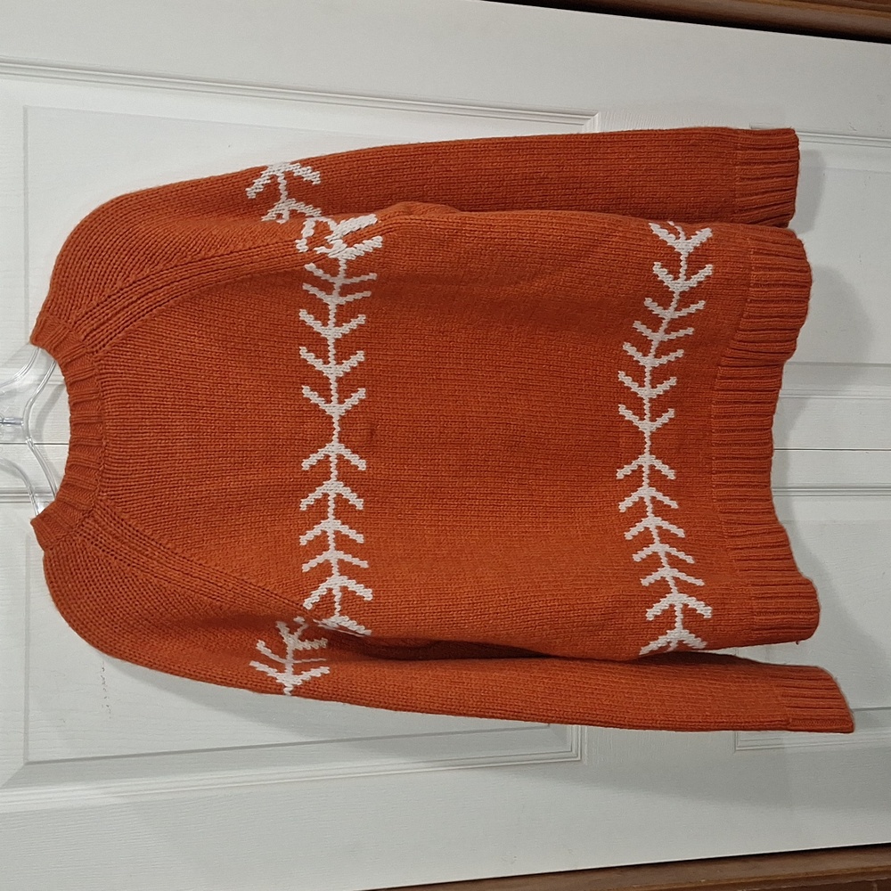 GAP 100% lambswool pullover crewneck sweater - L - burnt orange/cream relaxed - Picture 5 of 5